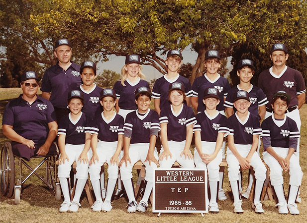 Rudy with his little league, 2