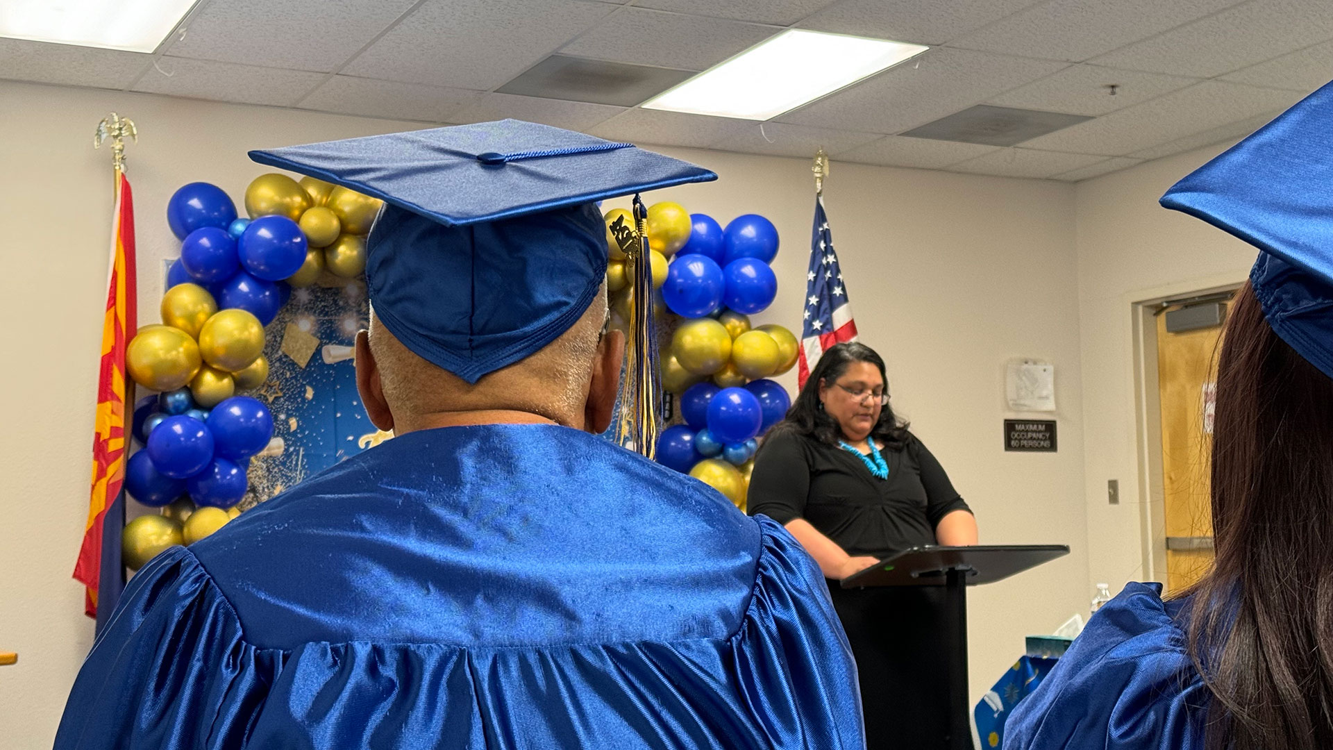 Probation Program Education Coordinator Melissa Goulart speaks to graduates that received their high school diploma on Thursday, May 23, 2024 in Tucson, Ariz.   
