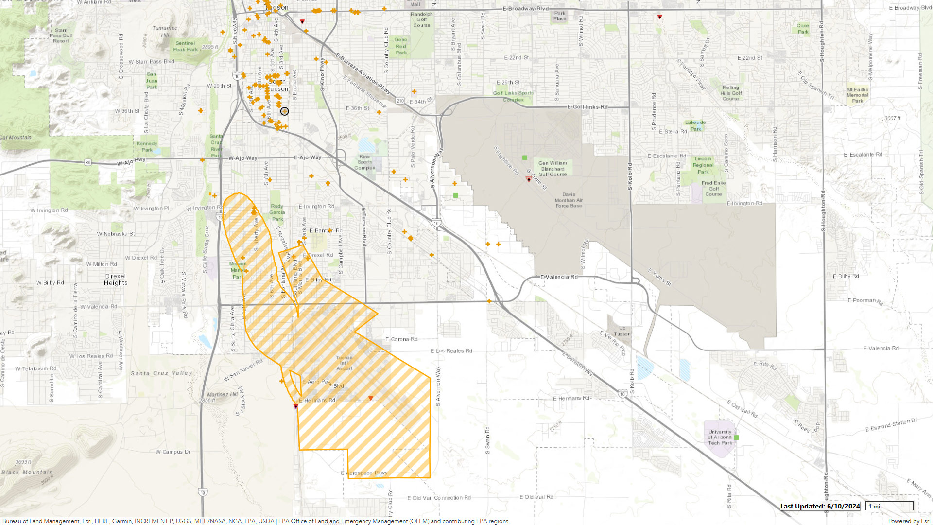 Tucson International Airport Superfund Site map