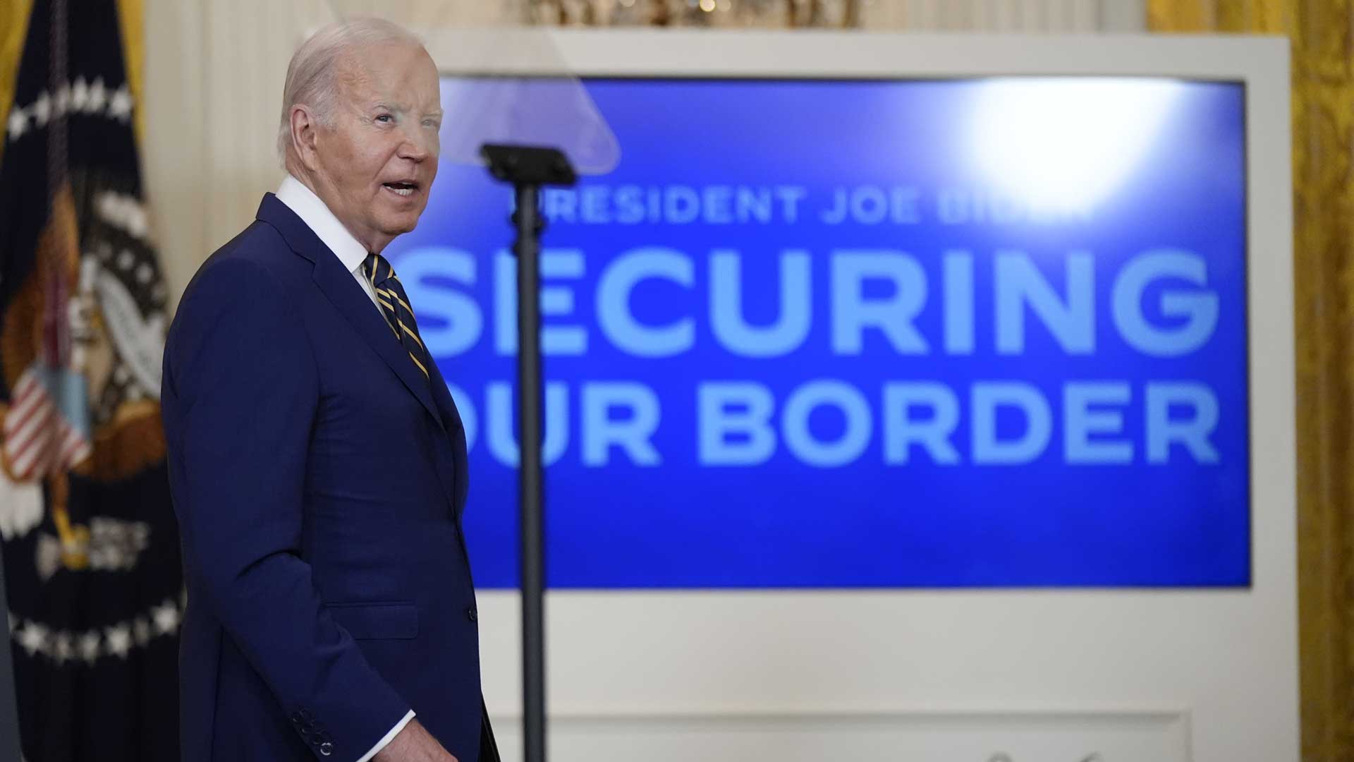 President Joe Biden walks off after speaking about an executive order in the East Room at the White House in Washington, Tuesday, June 4, 2024. Biden unveiled plans to enact immediate significant restrictions on migrants seeking asylum at the U.S.-Mexico border as the White House tries to neutralize immigration as a political liability ahead of the November elections.