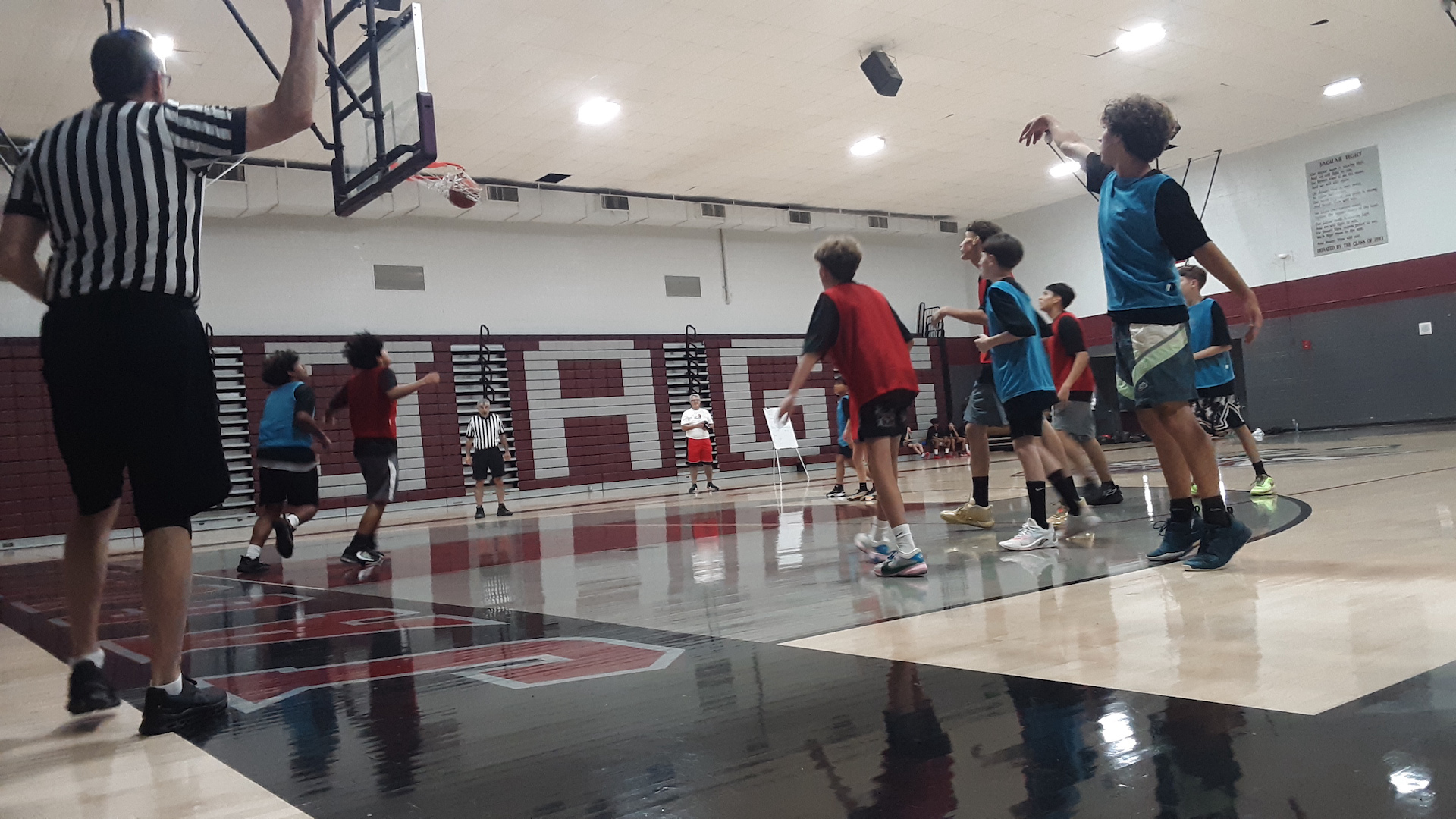 Players scrimmage during Mama Blair's Basketball Camp at Desert View High School, July 26 2024.