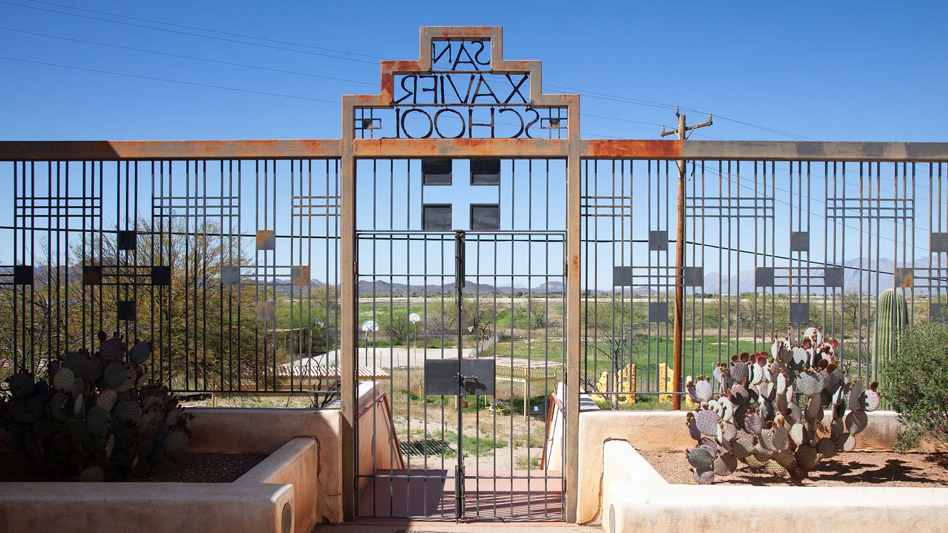 The San Xavier School, on Tohono O'odham land. The school was founded in1864.