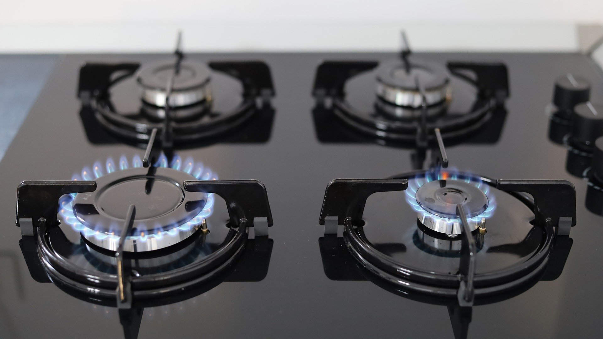 Burners on a gas stove.