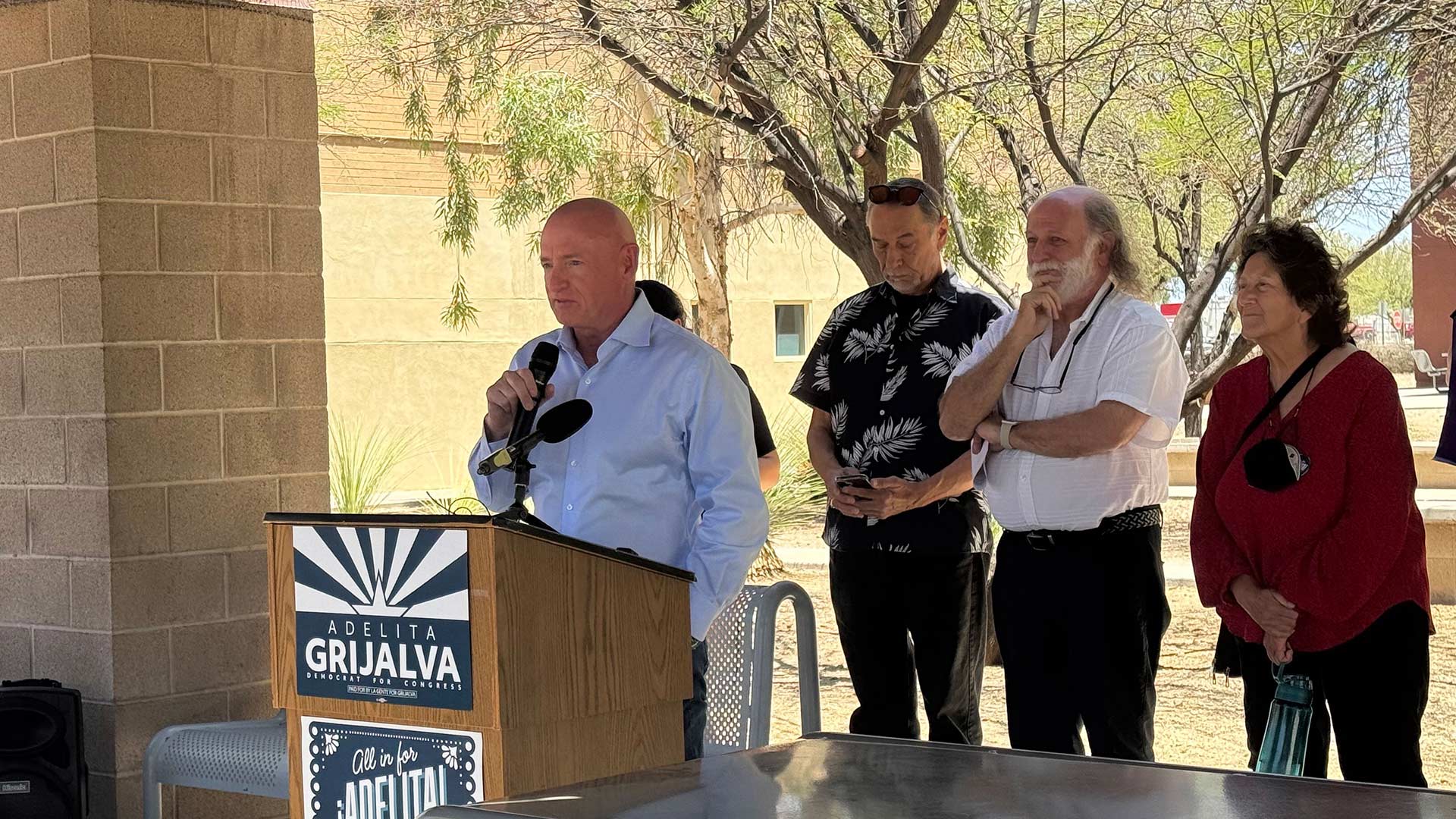 Arizona Senator Mark Kelly speaks at a press conference addressing the impact of Medicaid cuts on Friday, May 16, 2025 in Tucson, Ariz.