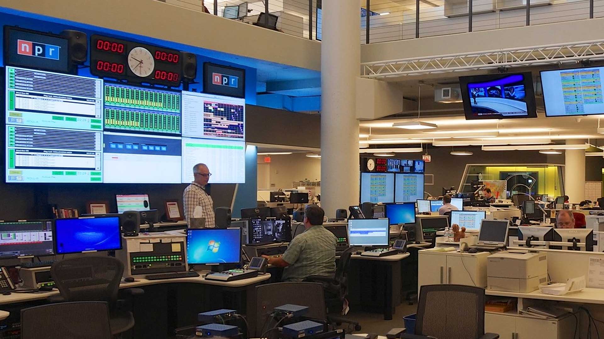 The NPR Newsroom during a building tour in 2013.