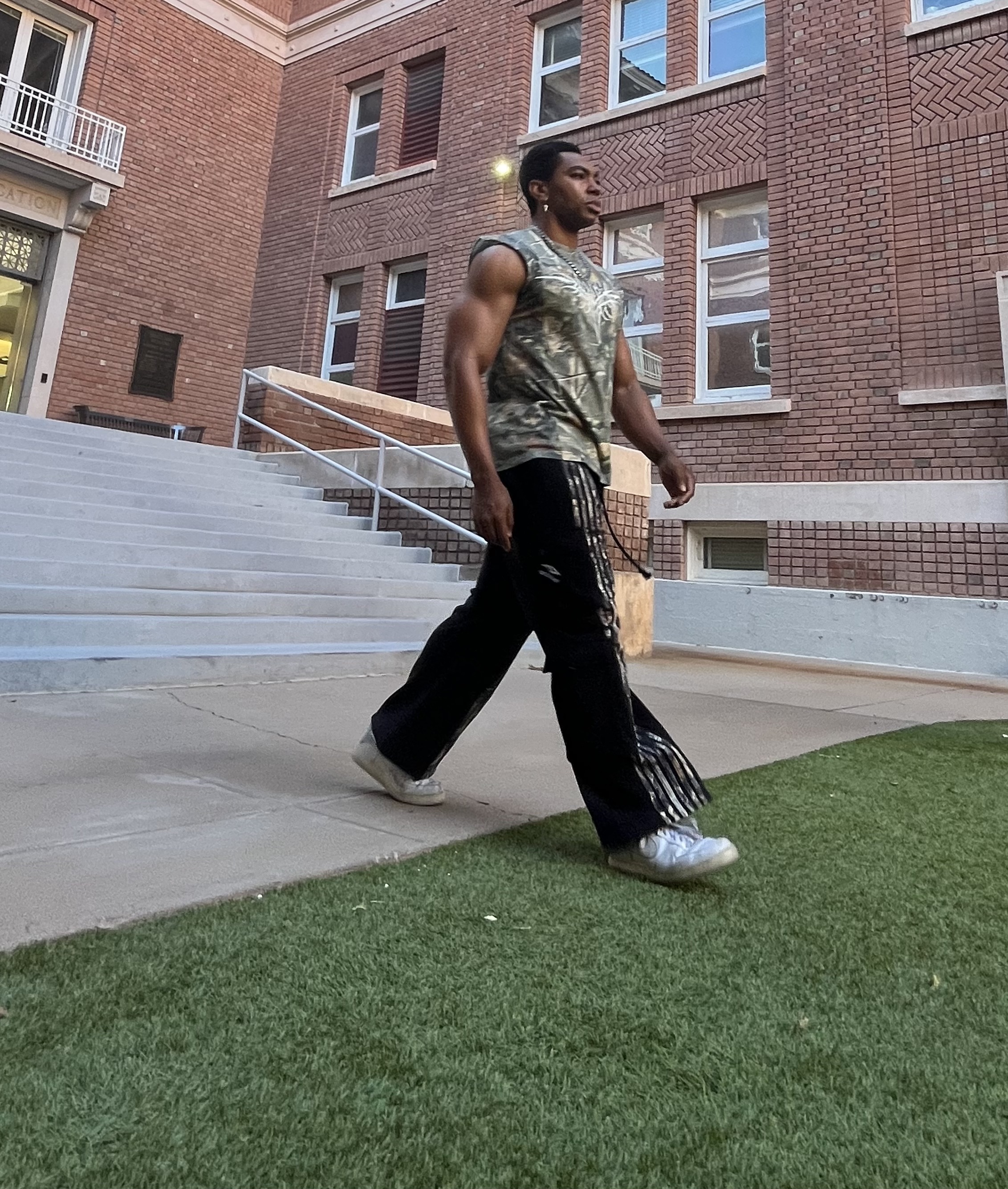 Model walking on Green carpet
