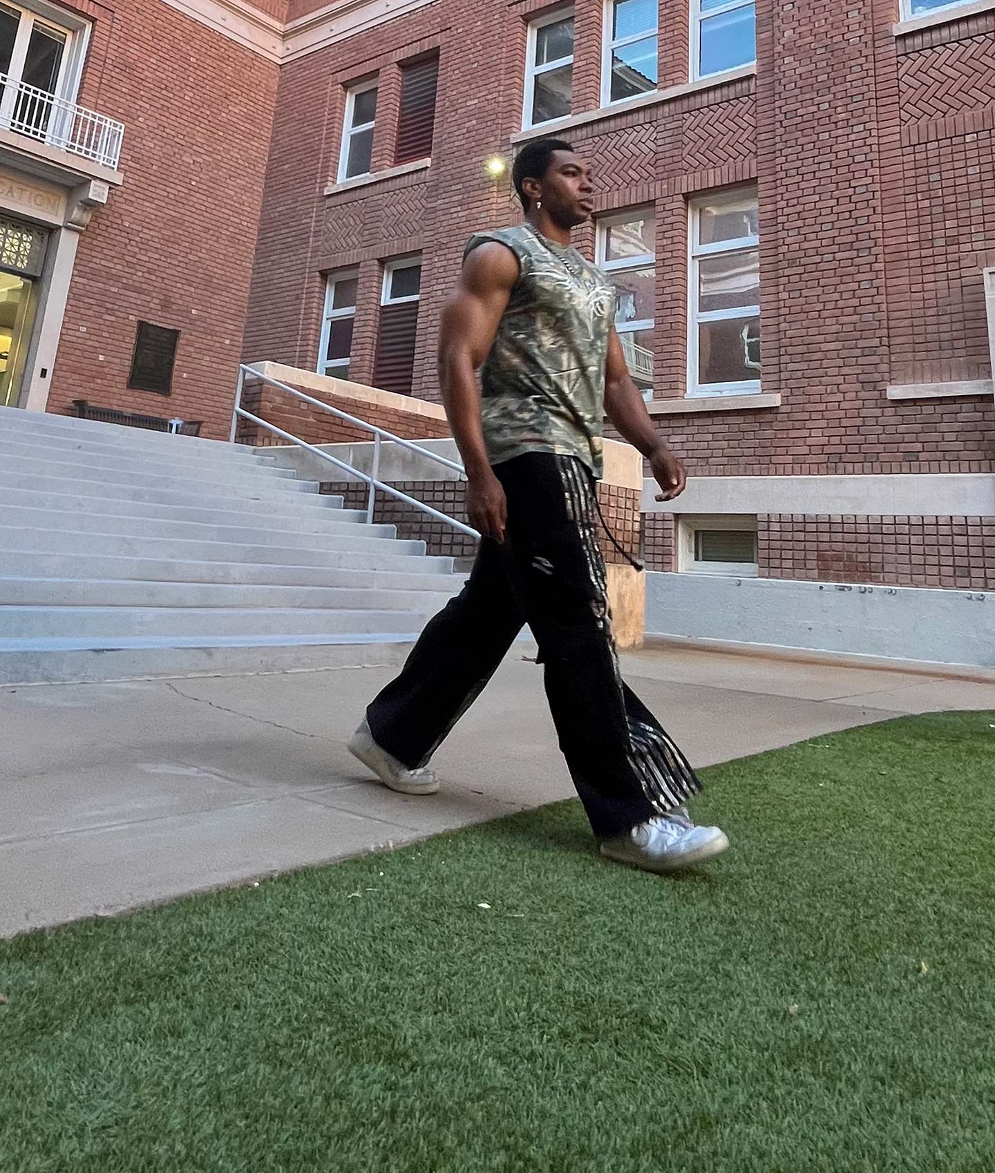 Model walking on Green carpet