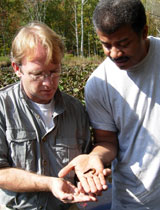Neil deGrasse Tyson  with leech expert Mark Siddall 