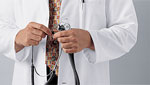 A closeup of a man in a lab coat