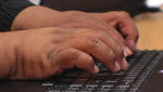 native hands on laptop keyboard