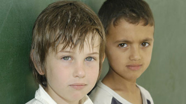Two students of the Wadi Ara school, a bi-national, bilingual grade school established by Arab and Jewish parents. 
