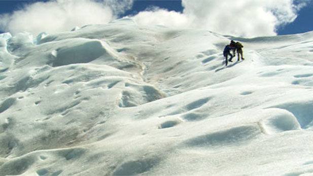 Climbing a glacier