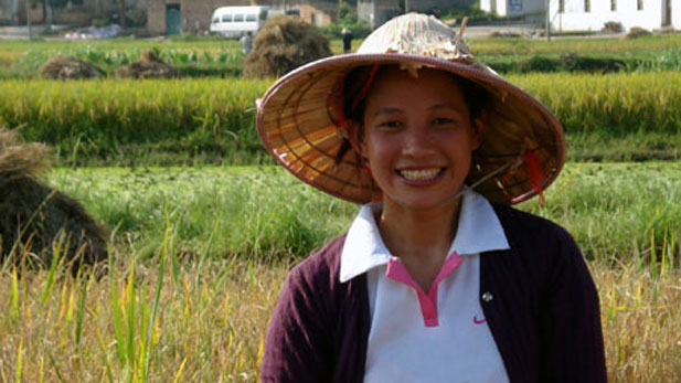 Yang Haiyan in her family rice field