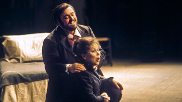 Renata Scotto as Mimi and Luciano Pavarotti as Rodolfo in Puccini's La Bohéme.