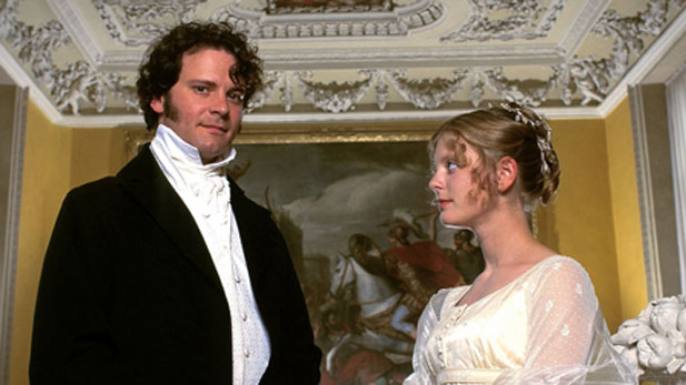 Colin Firth as Mr. Darcy (left) and Emilia Fox as Georgiana Darcy.